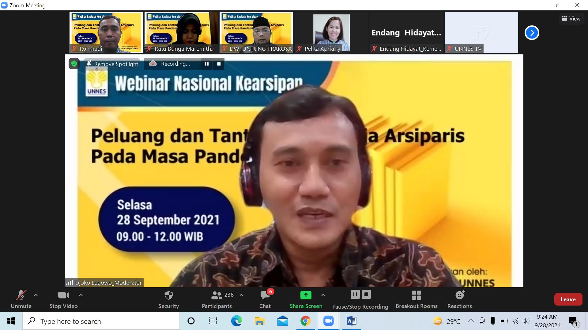 Upt Kearsipan Unnes Adakan Webinar Kearsipan Pandemi Covid