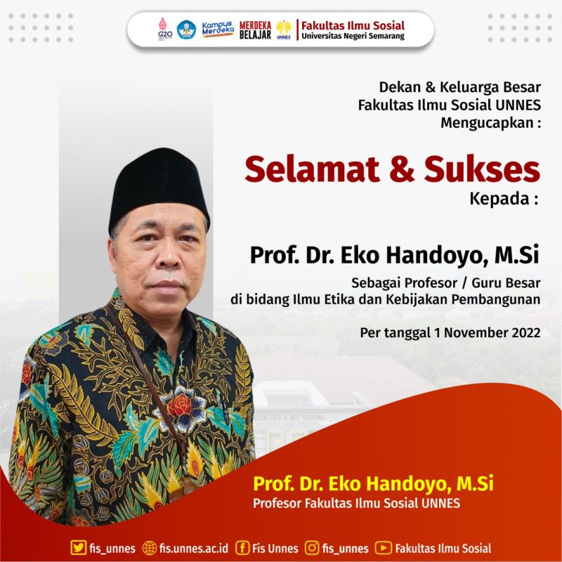 Prof Dr Eko Handoyo MSi, Terima SK Guru Besar – Faculty of Social ...