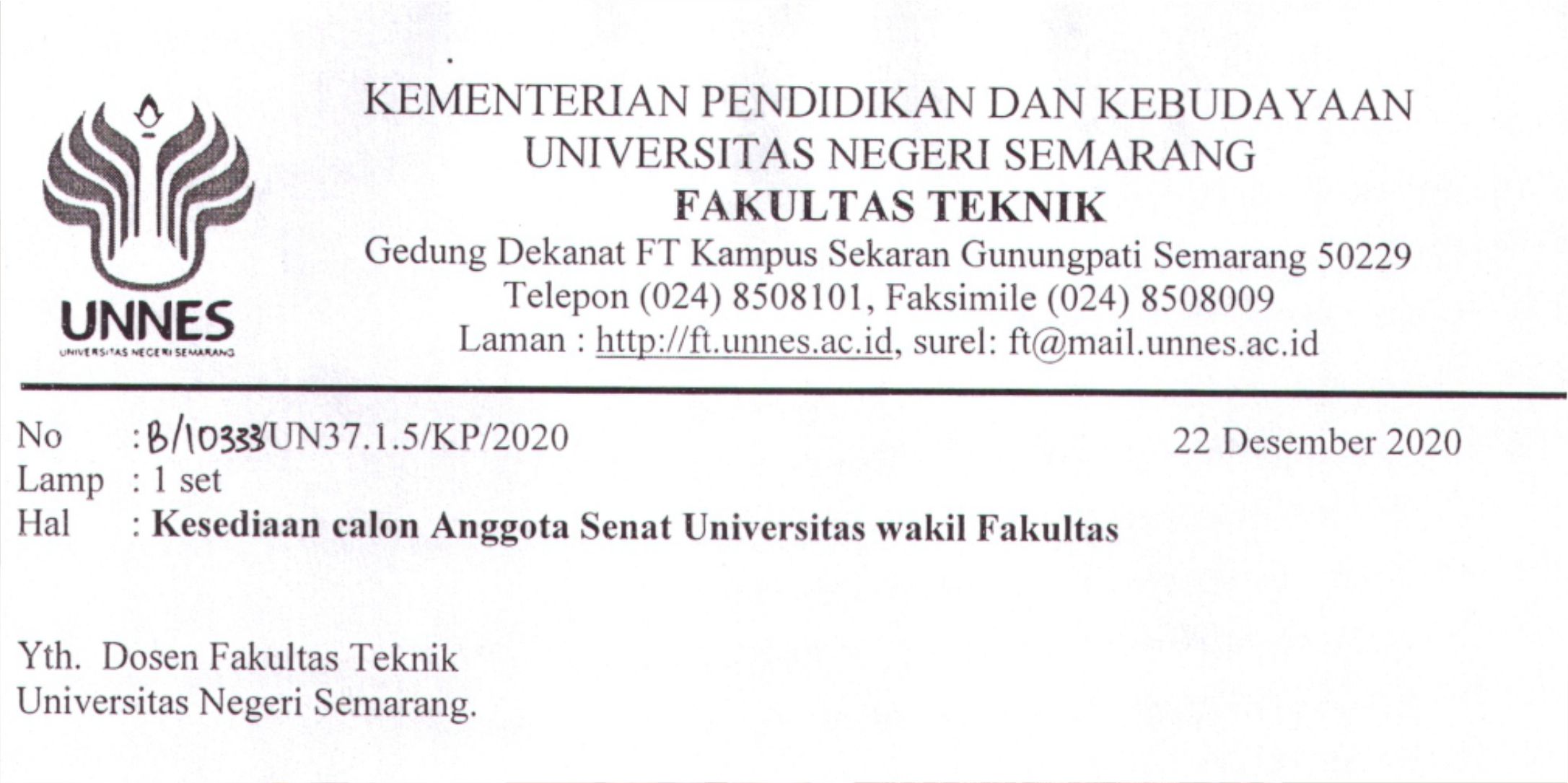 Calon Calon Senat Universitas Negeri Semarang Perwakilan Fakultas 