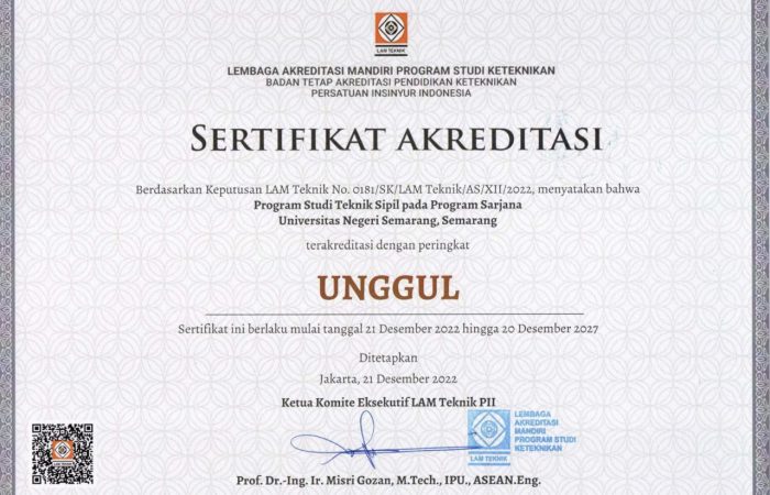 LAM Teknik Akreditas Teknik Sipil Unggul