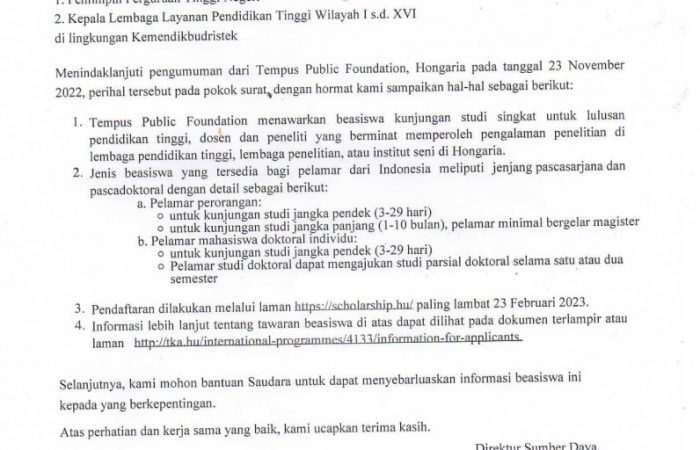 Tawaran Beasiswa Hungarian Bilateral State Scholarship 2023-2024