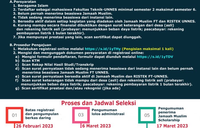 Pengumuman Penerimaan Jamaah Muslim Scholarship Tahun 2023