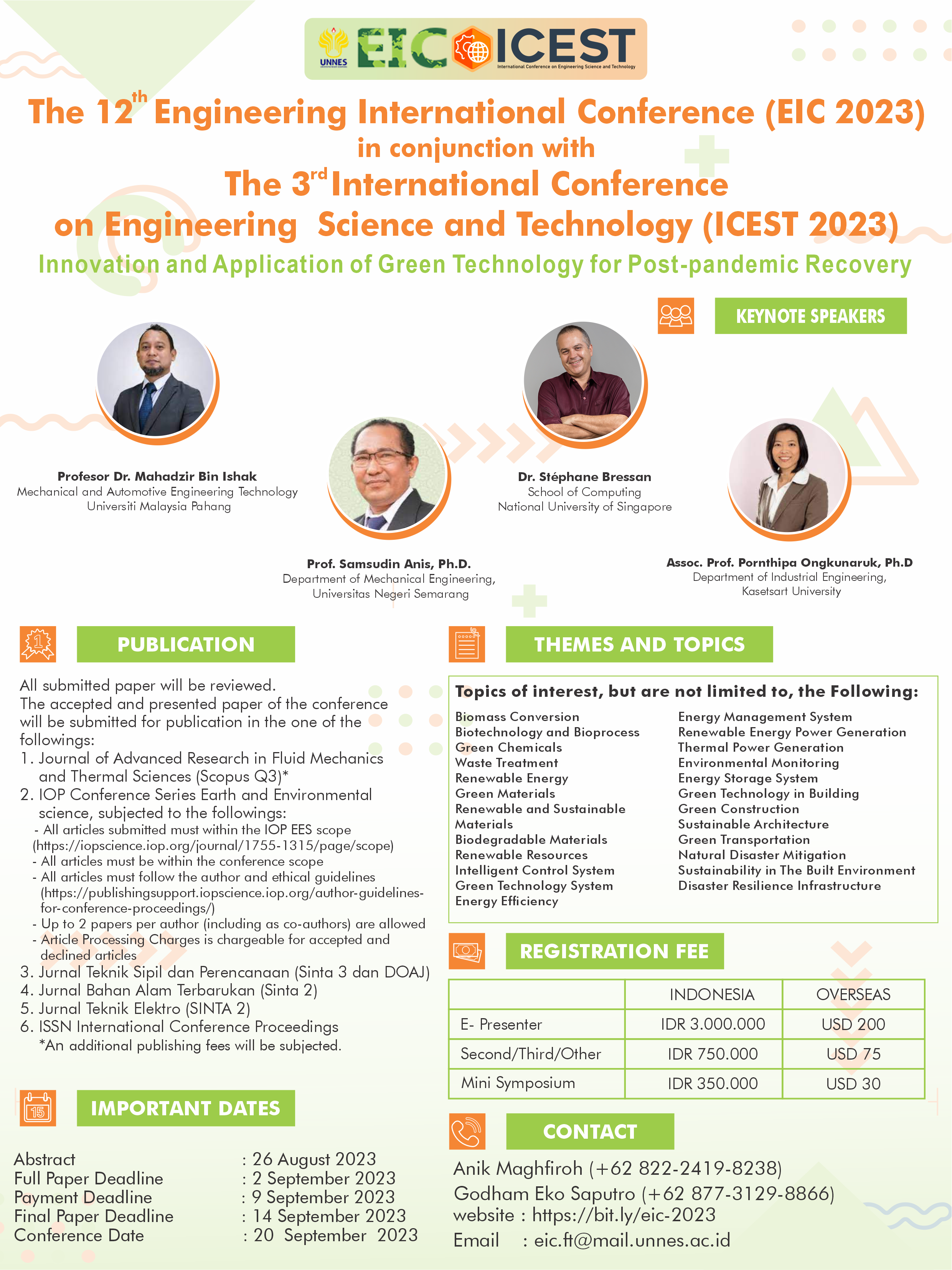 The 12th Engineering International Conference (EIC) 2023 Faculty of