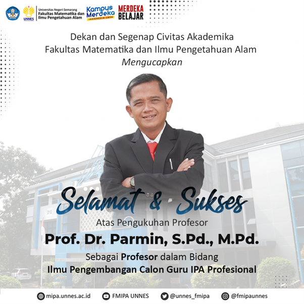 Congratulations and Success on the Inauguration of Prof. Dr. Parmin, S ...