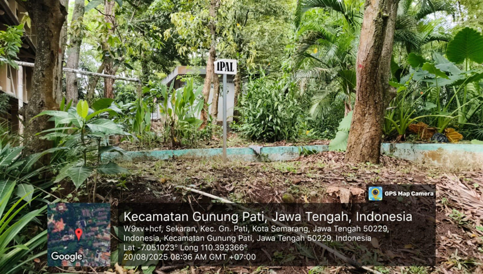 Area hijau dengan penanda IPAL di lingkungan FMIPA UNNES.