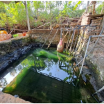 A spring with a water storage pond and piping system near the UNNES Gunungpati Campus.