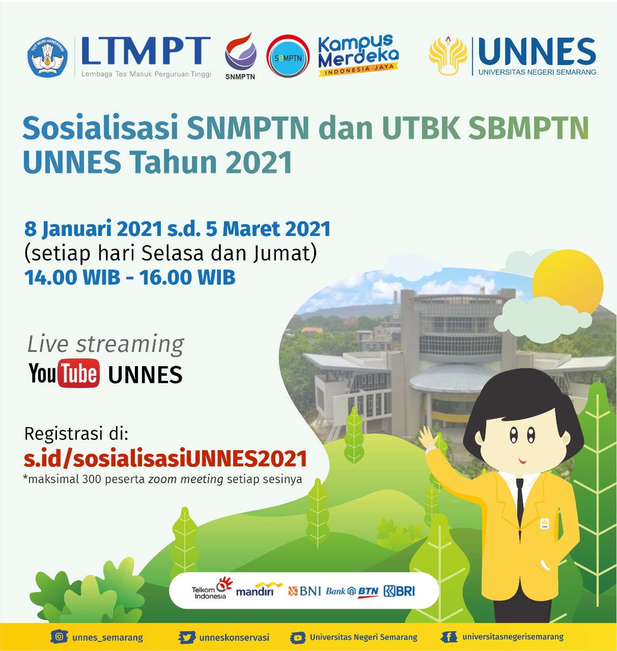 UNNES Sosialisasikan SNMPTN dan UTBK-SBMPTN 2021 Secara Daring