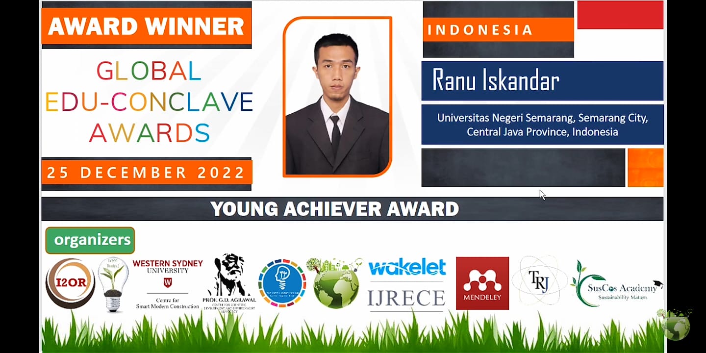 Dosen UNNES Raih Penghargaan Kategori Anak Muda Berprestasi Tingkat Internasional